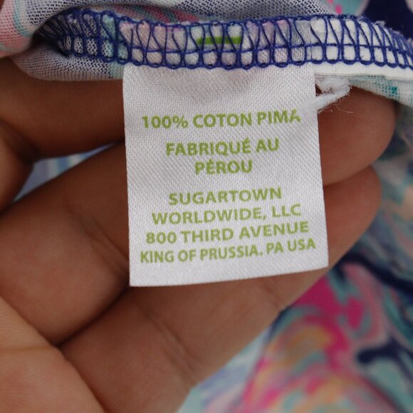 Lilly Pulitzer Marlowe Dress Womens Small Going Coastal True Blue Fish Boatneck - Picture 4 of 10